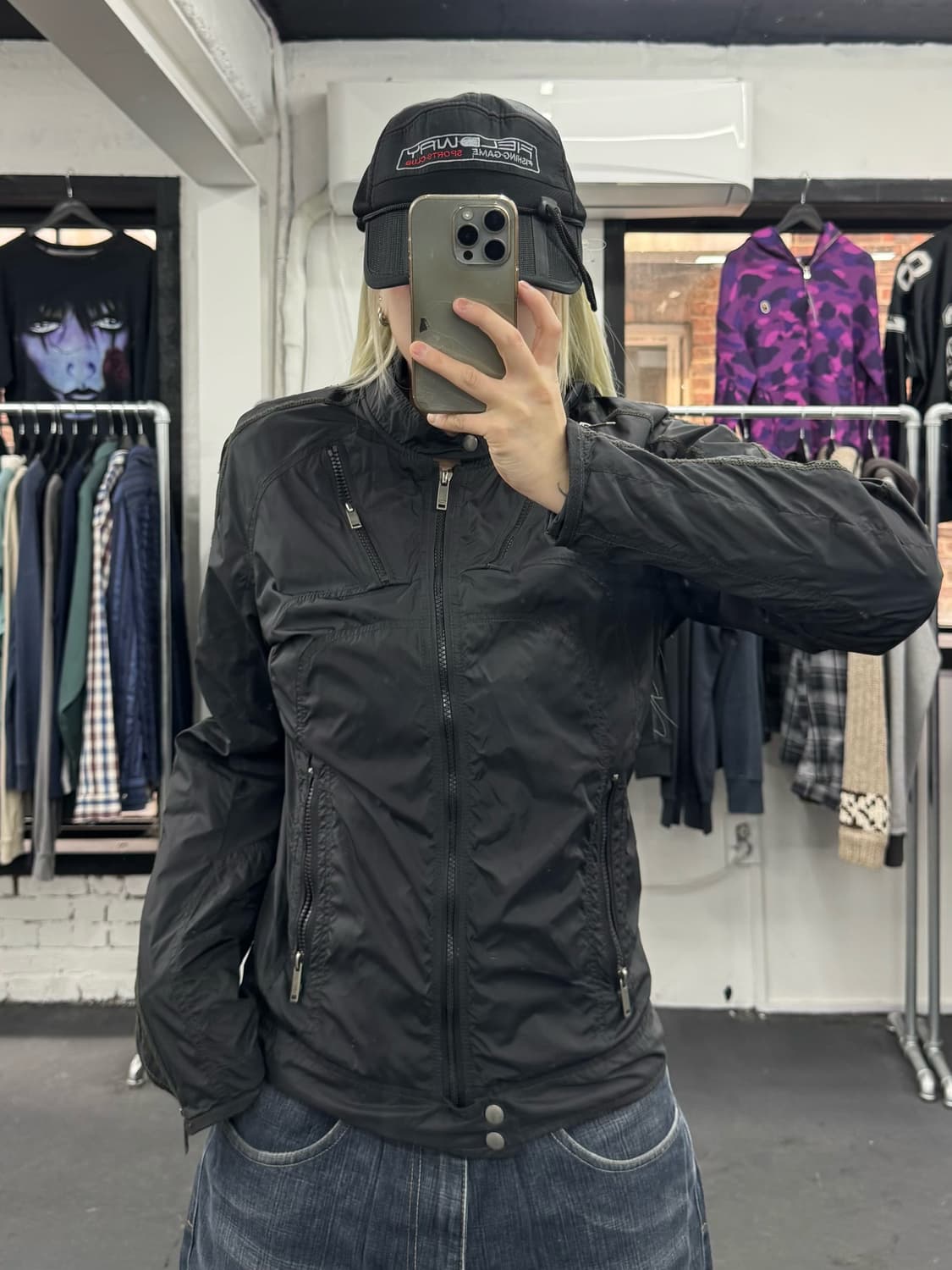 디젤 넥버튼 나일론 바이커 자켓 상품이미지5
