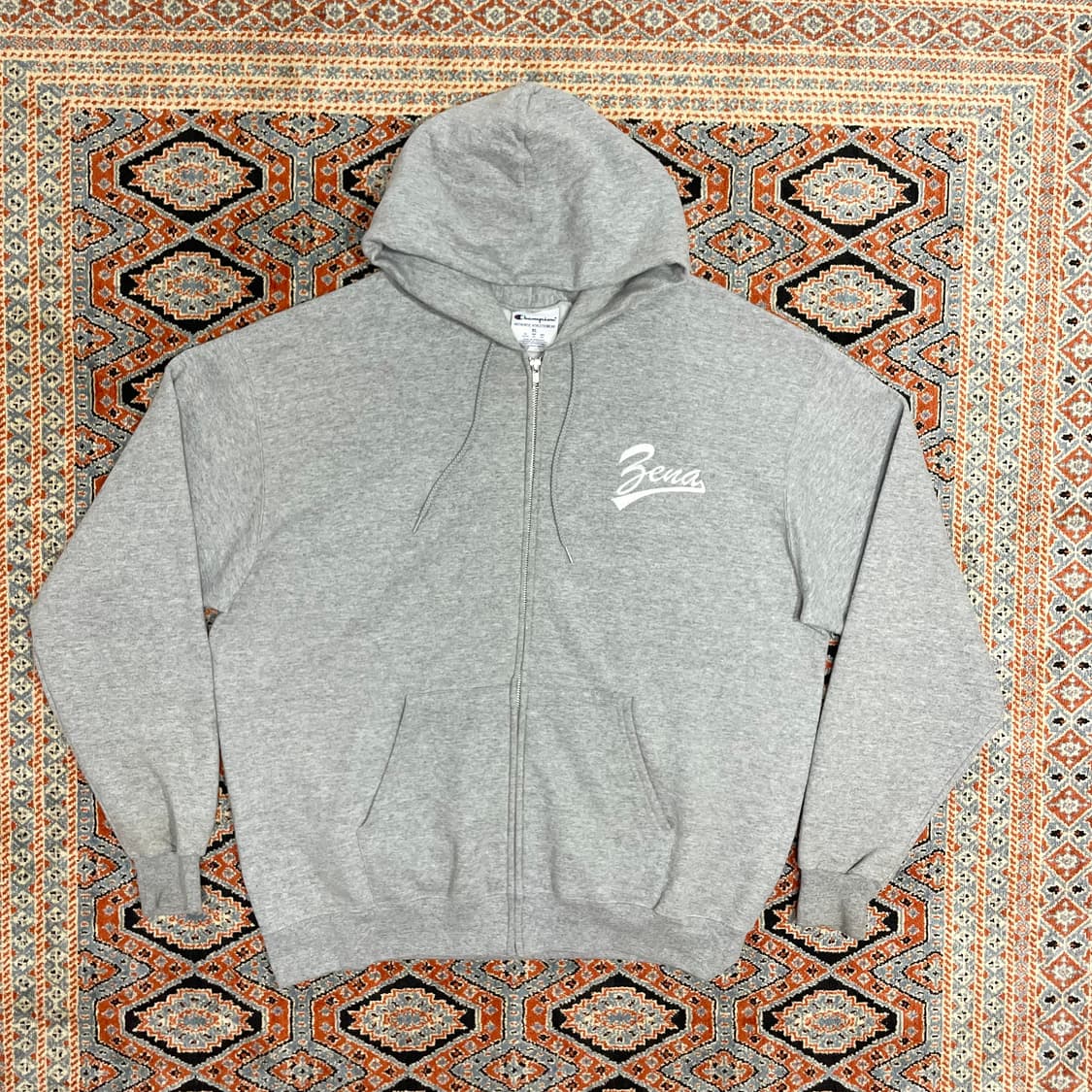 챔피온 자수 프린팅 그레이 기모 후드집업 남성XL 상품이미지1