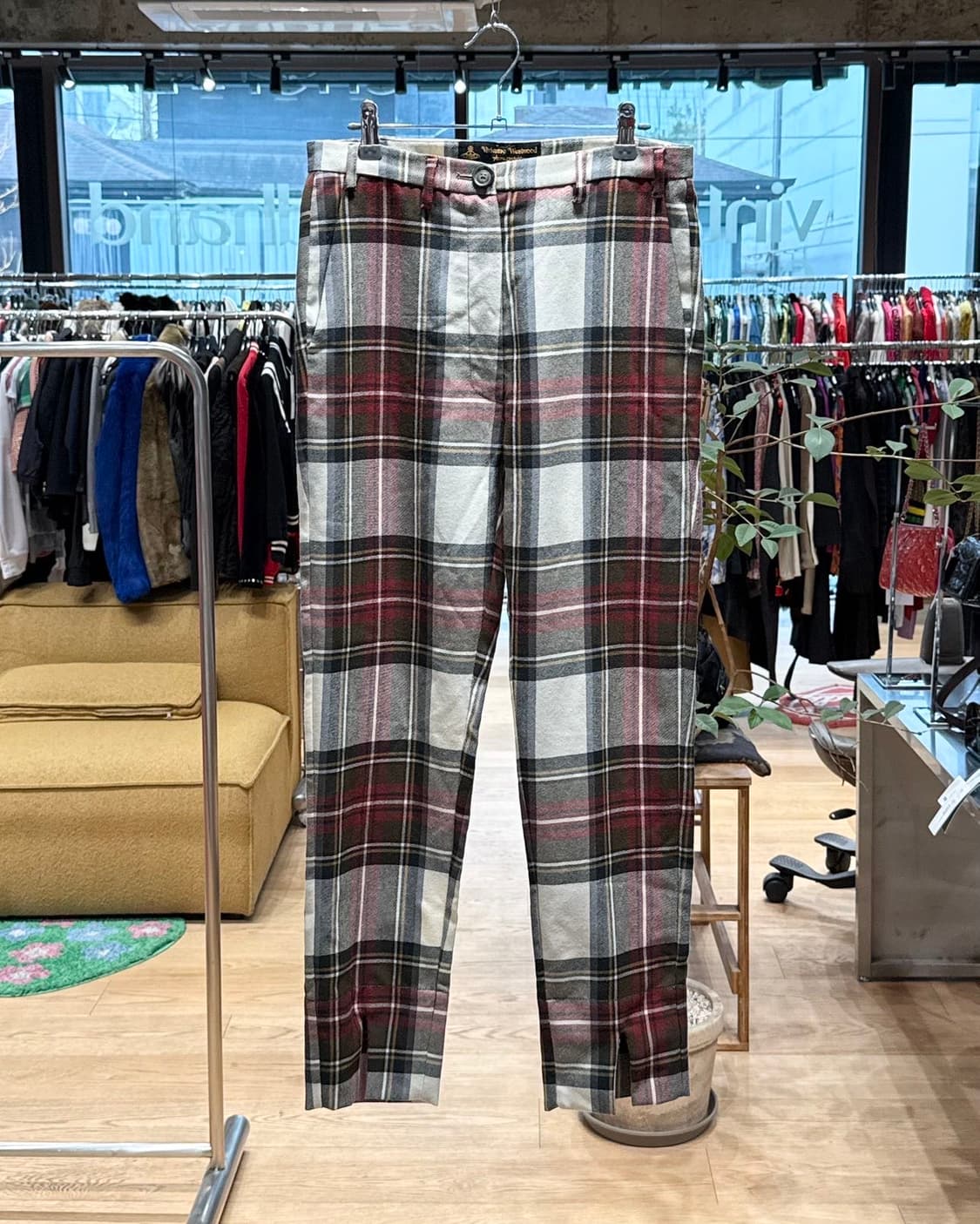 비비안 웨스트우드 레드 그린 체크 슬랙스 팬츠  상품이미지1