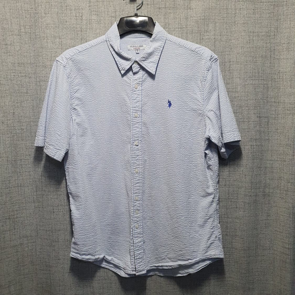 US 폴로 시어서커 반팔 셔츠 블루 2XL 상품이미지1