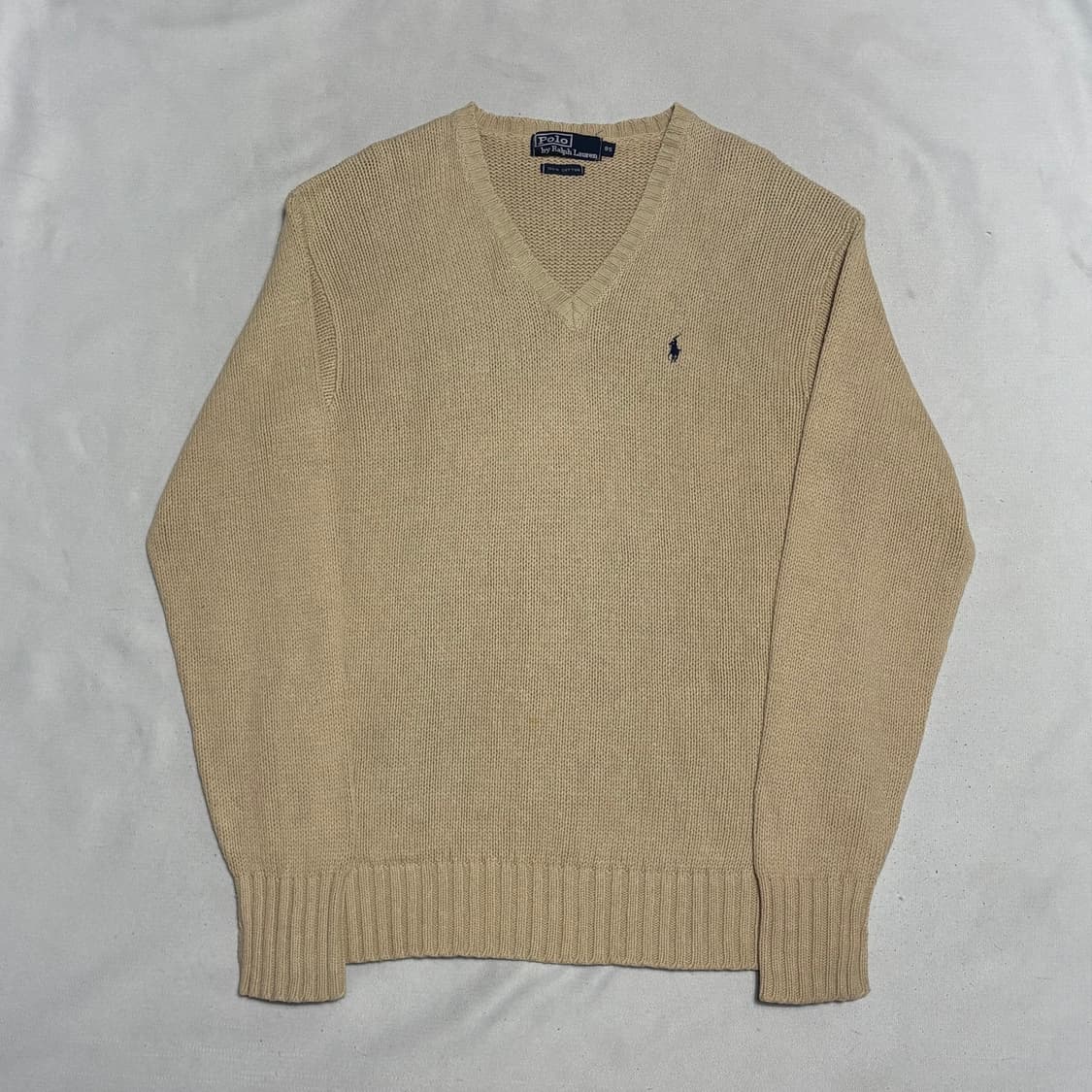 95 폴로랄프로렌 오트밀 브이넥 코튼 니트 상품이미지2