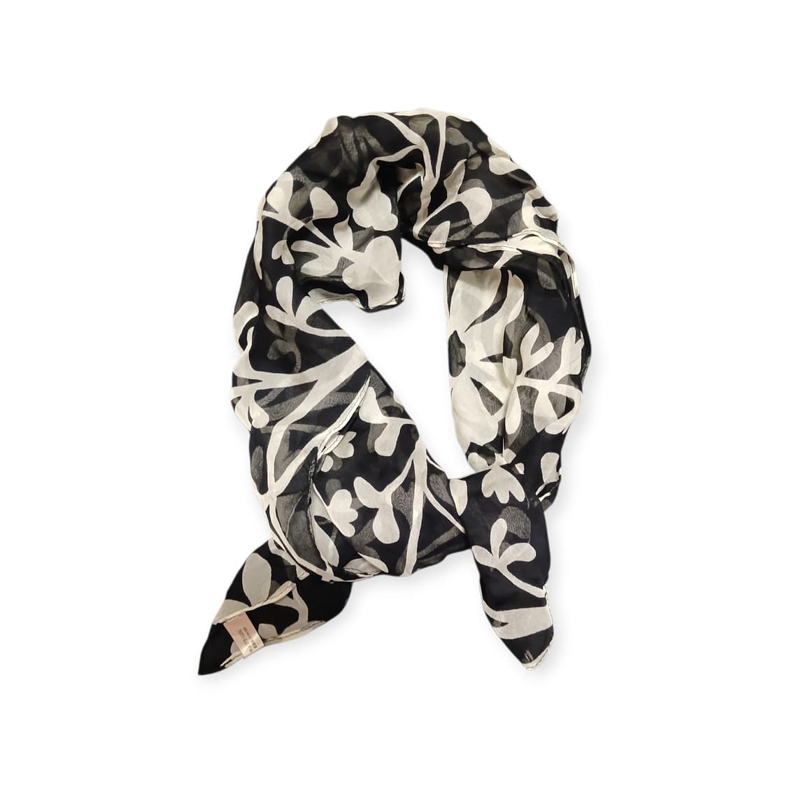 갸루 블랙 플라워패턴 쁘띠 스카프  상품이미지1