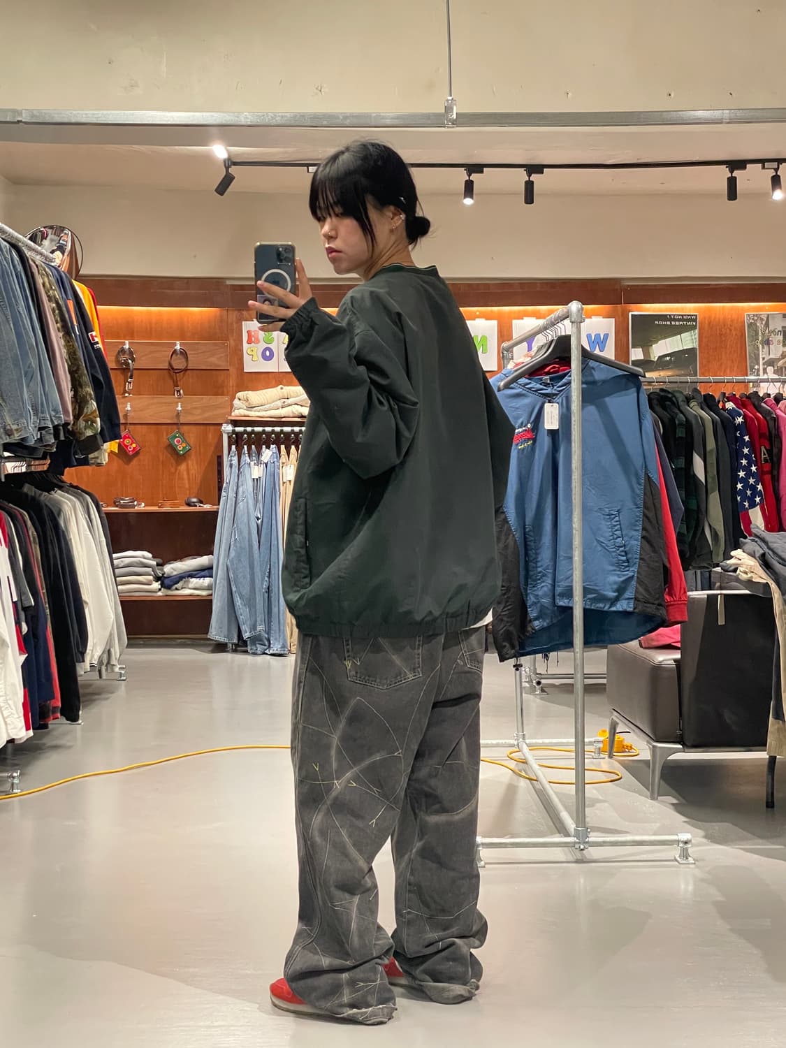 빈티지 바람막이 웜업(다크그린)   상품이미지6