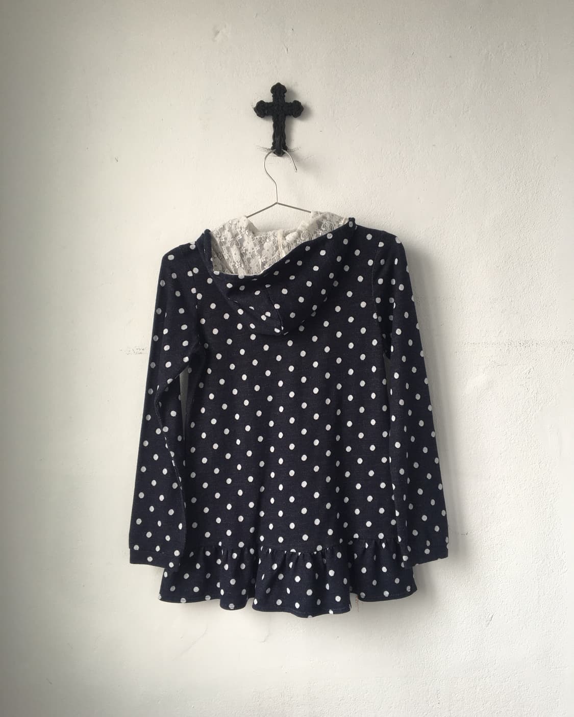 Ribbon point dot pattern hood zip up 상품이미지3