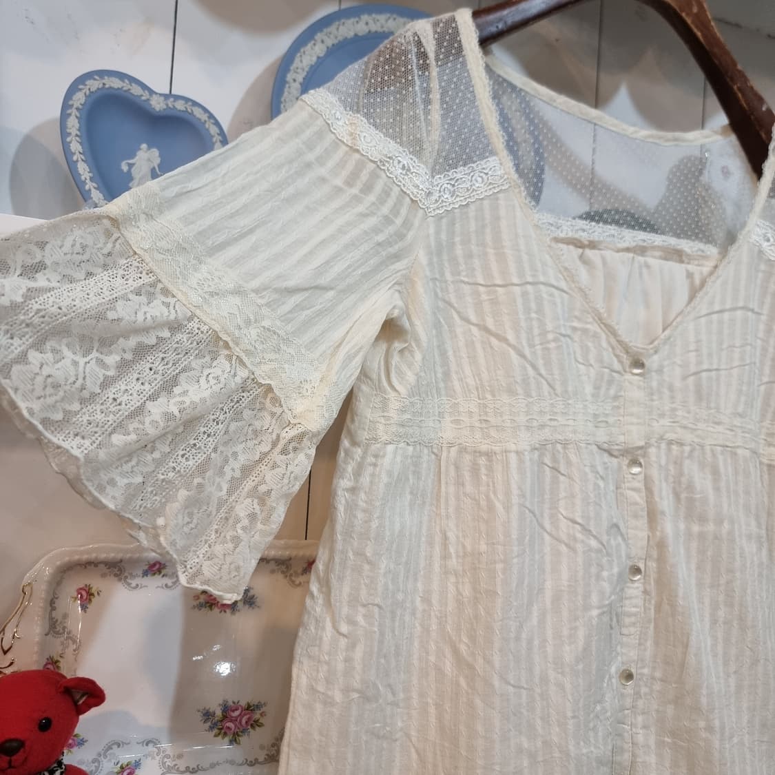 일본 감성 로맨틱 레이스 튜닉 블라우스 상품이미지4