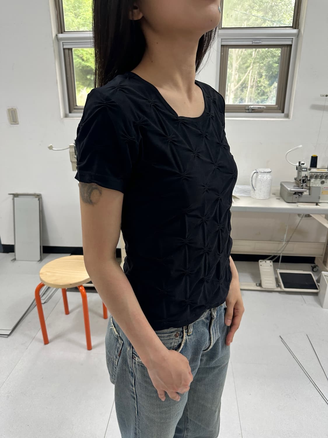 프랑스 빈티지 블랙 핀치 탑 상품이미지2
