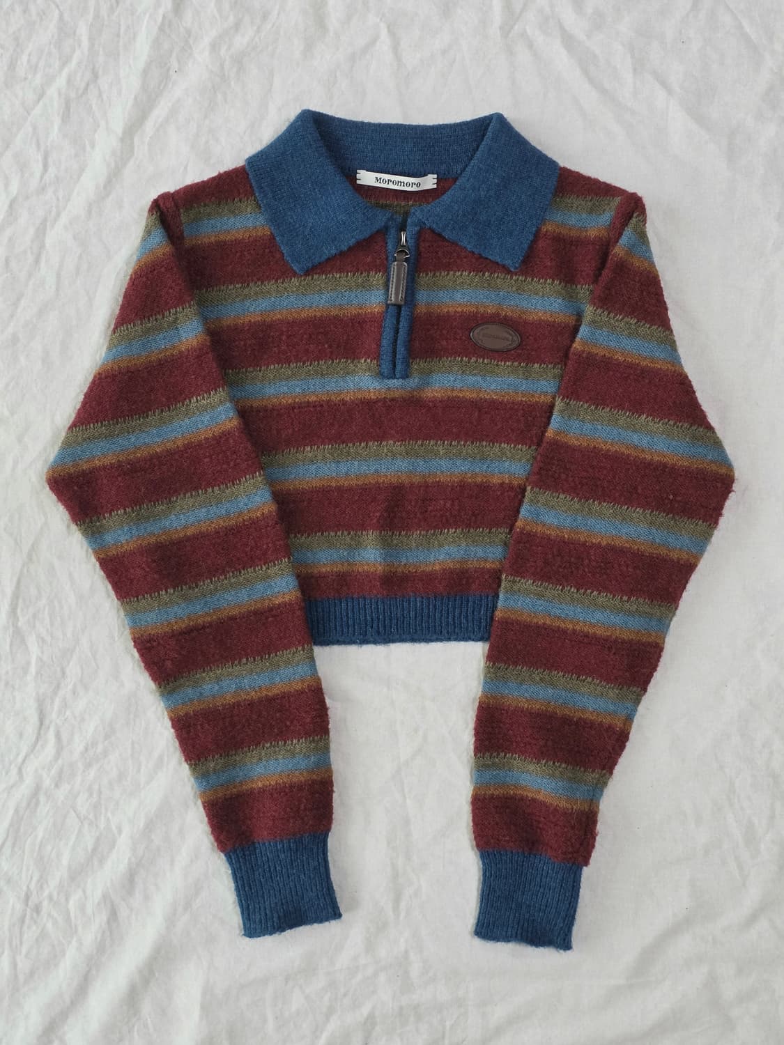 Moromoro 모로모로 스트라이프 크롭 니트 상품이미지1
