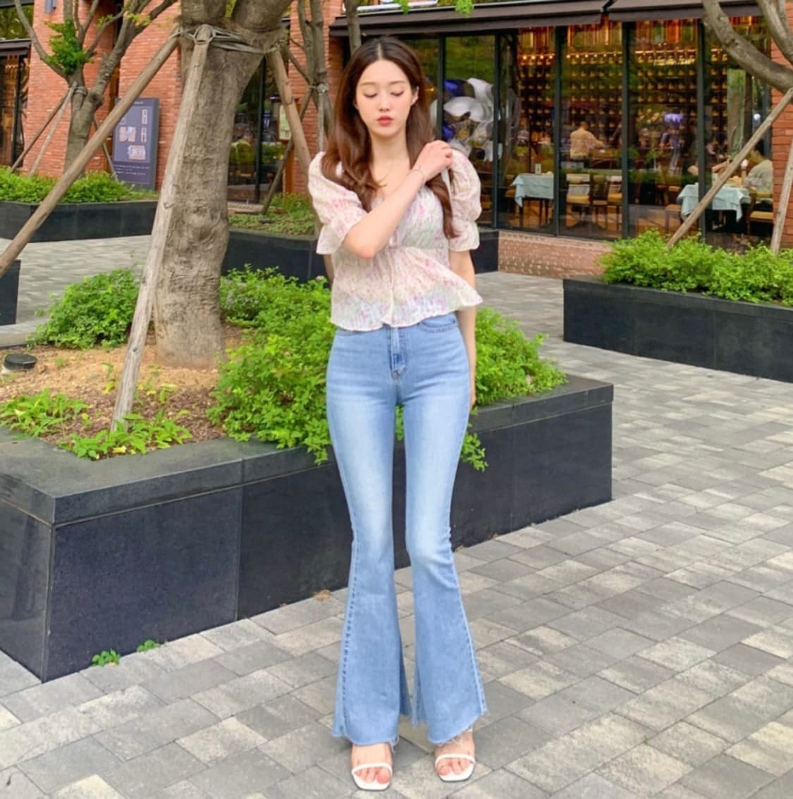 워너비뮤즈 하이웨스트 롱 부츠컷 데님 팬츠/나팔 청바지 상품이미지2