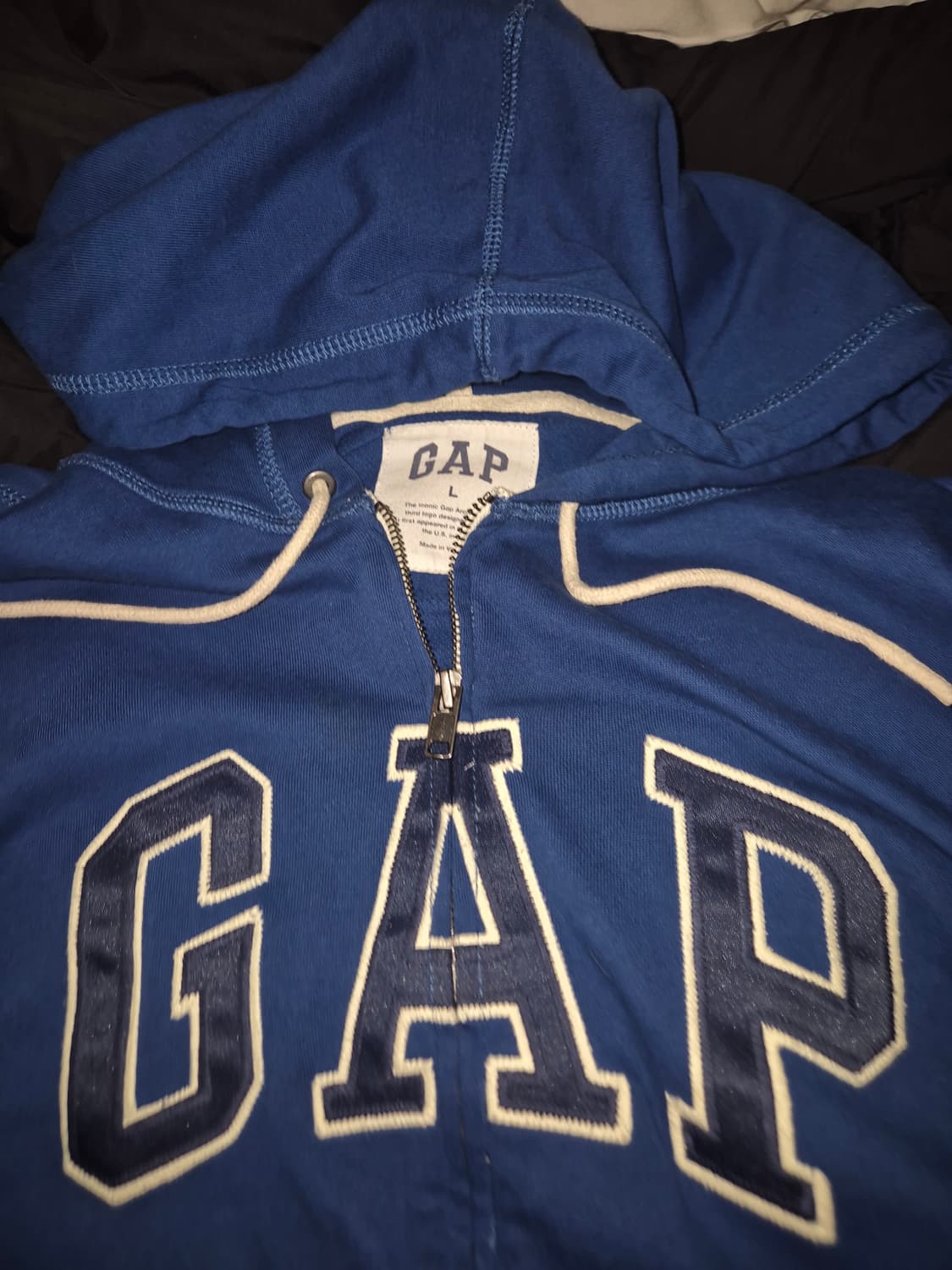 GAP 블루 네이비 톤온톤 후드집업 남녀공용 L 상품이미지1