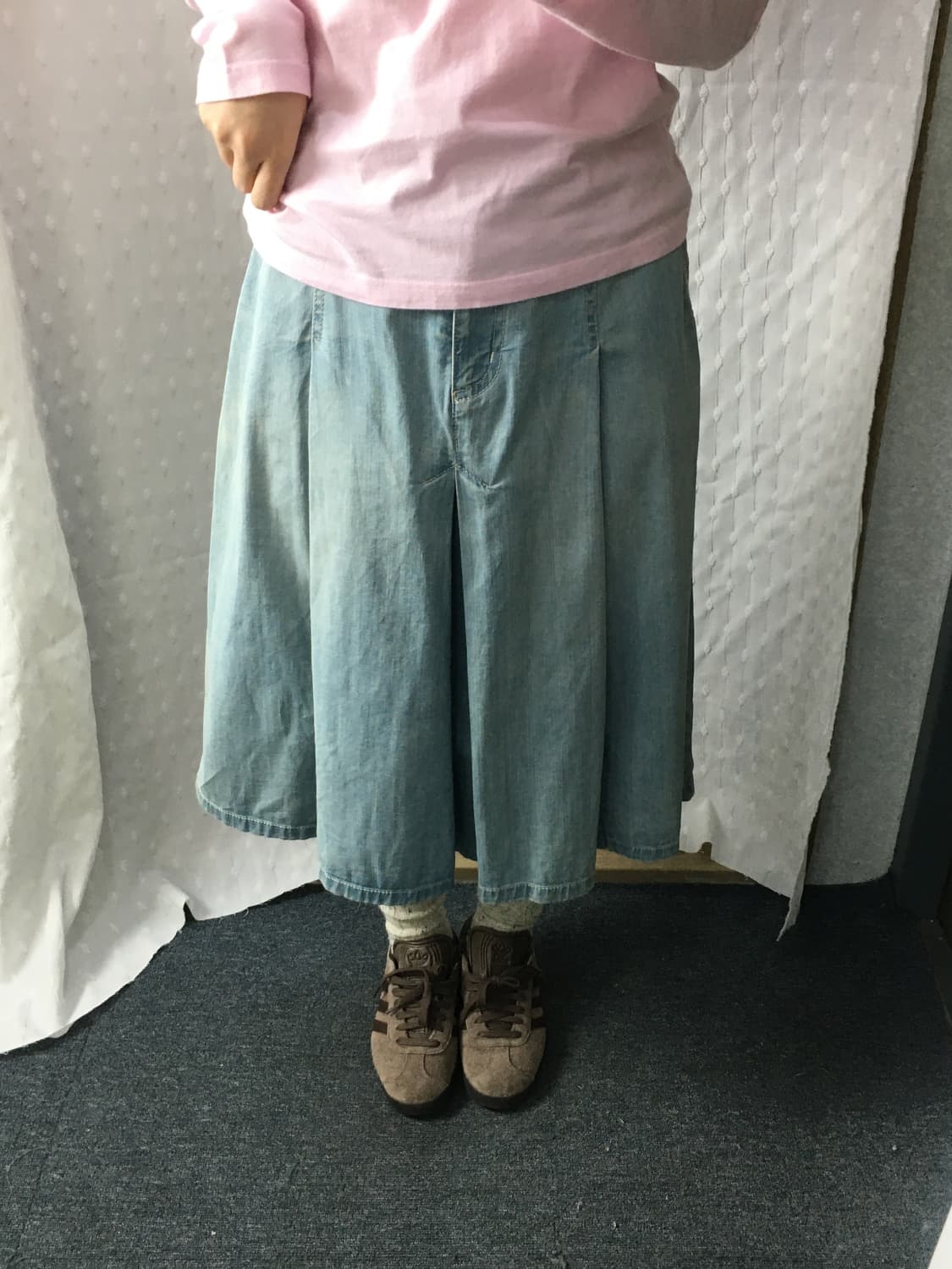 연청 데님 미디 스커트 상품이미지4