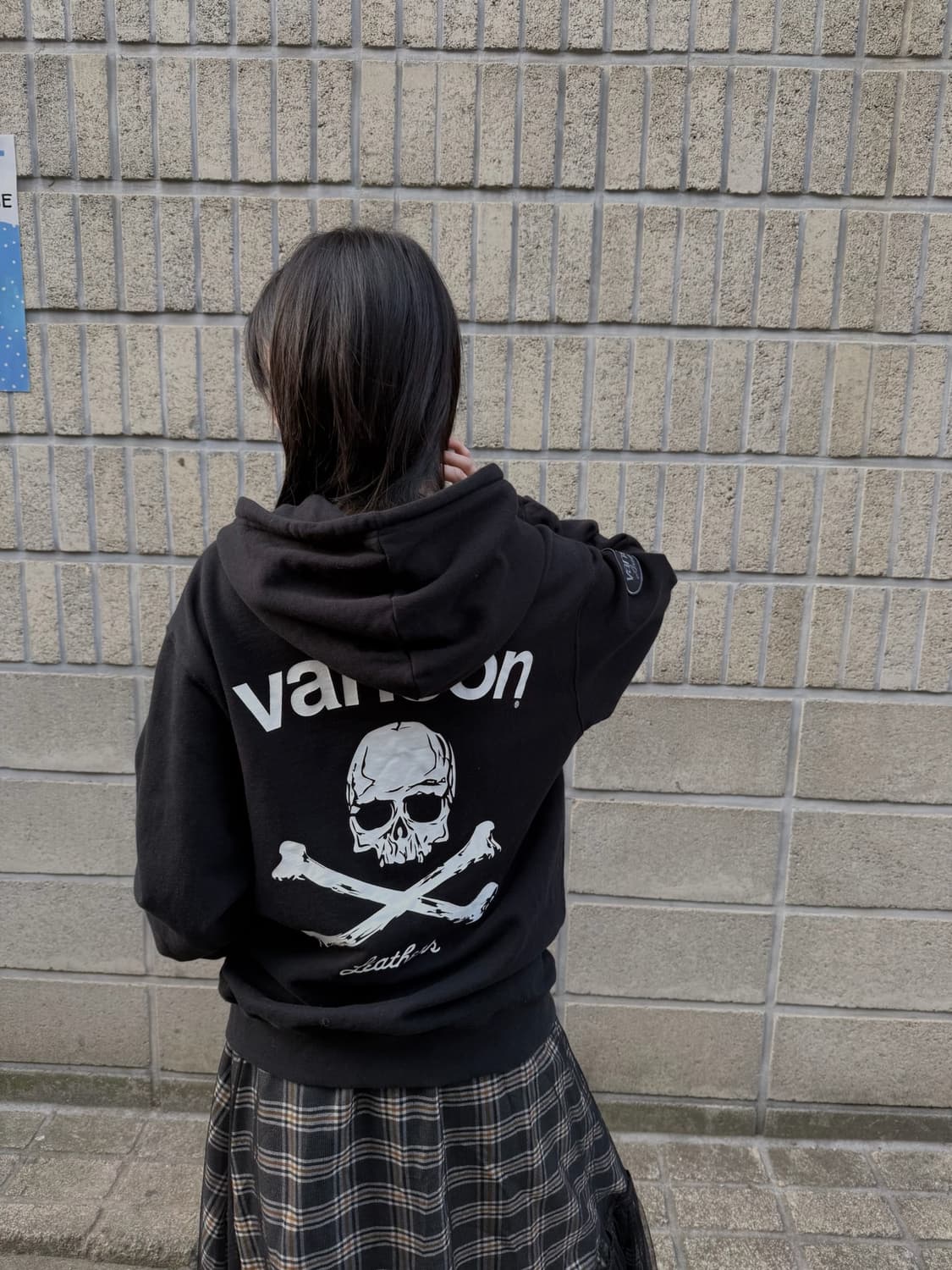 밴슨 스컬 로고 프린팅 오버핏 후드집업 상품이미지5