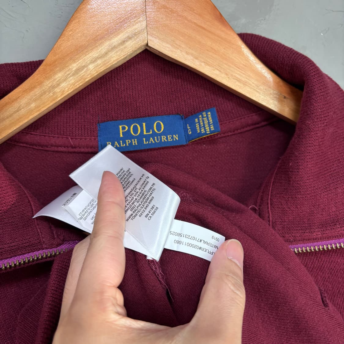 폴로 랄프로렌 니트 반집업 버건디 상품이미지3