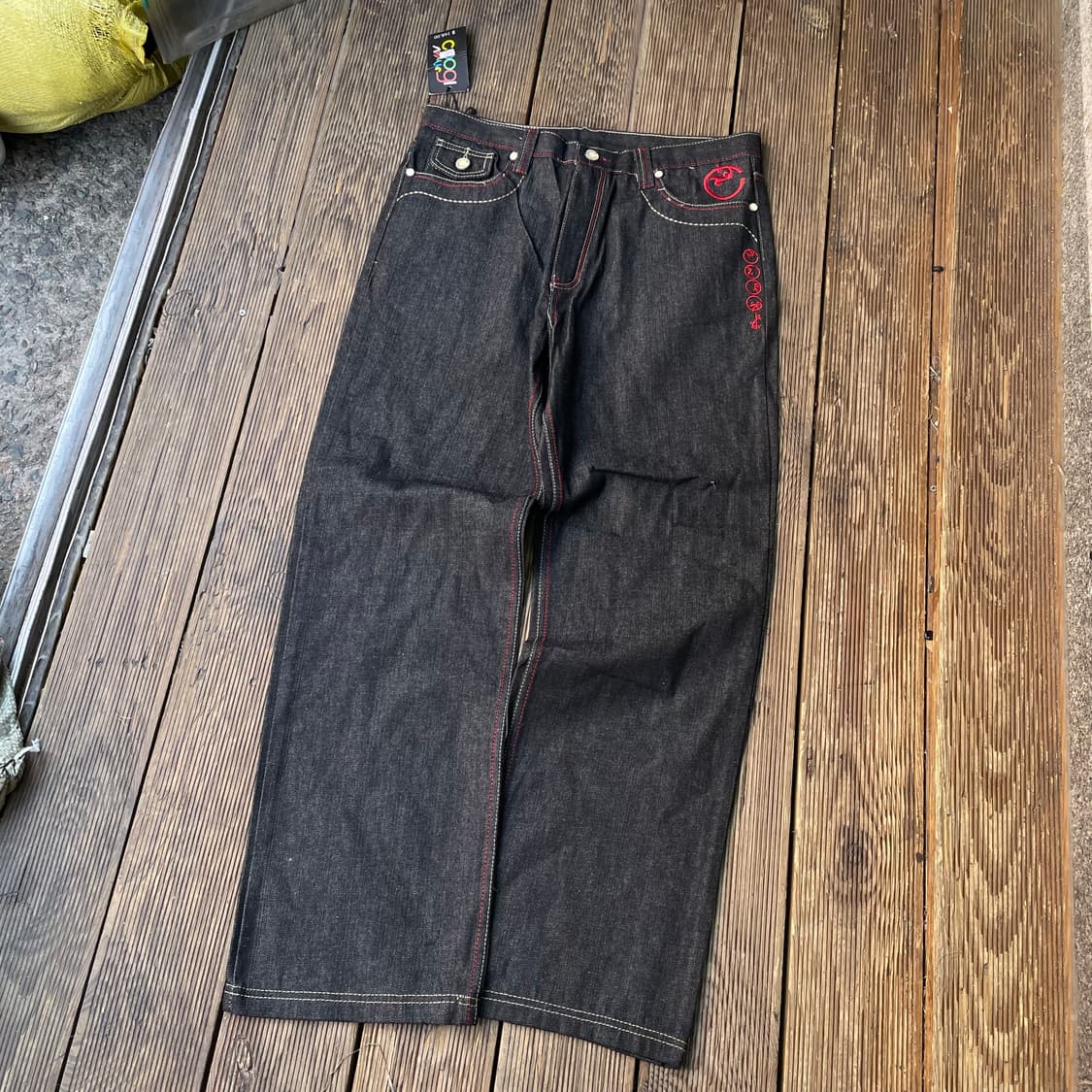 쿠지 자수 흑청 데님팬츠 상품이미지4