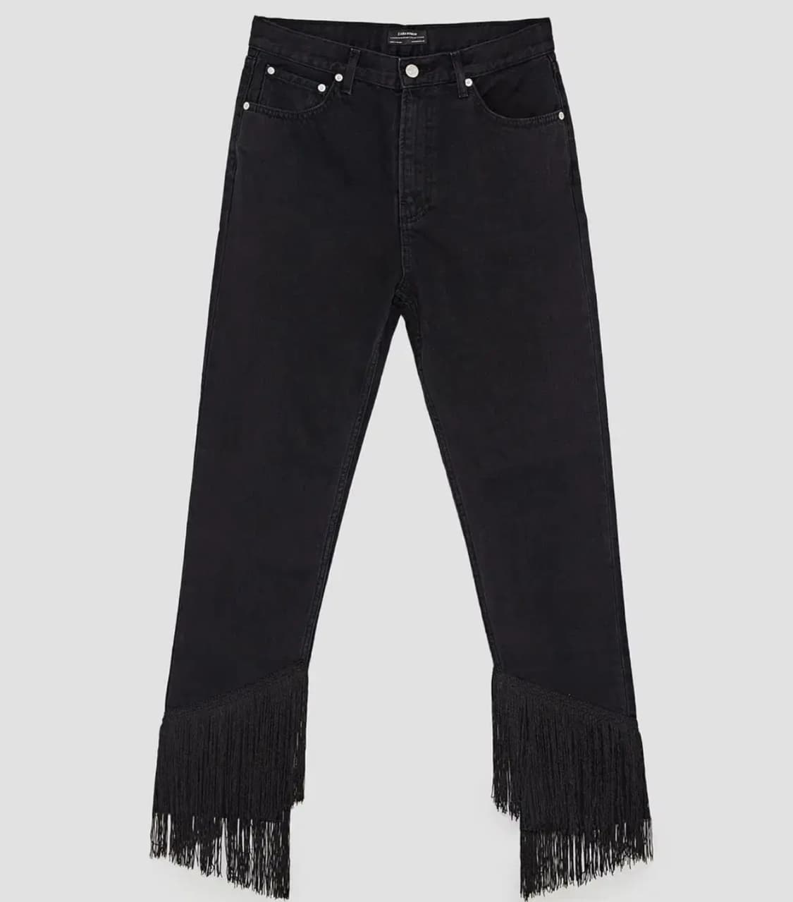 자라 프린지 디테일 레귤러핏 스트레이트 미드라이즈 블랙진 40 새상품 상품이미지6