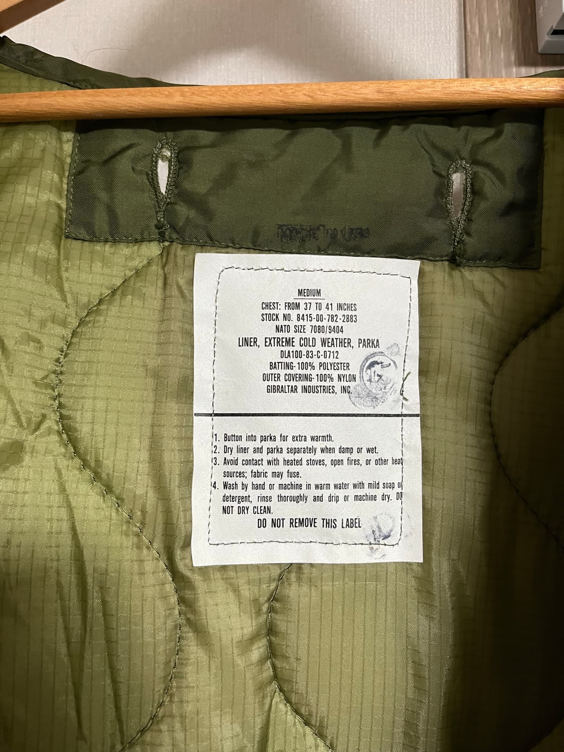 M65 피쉬테일 파카 오리지널 개파카 M 데드스탁 풀세트 상품이미지7