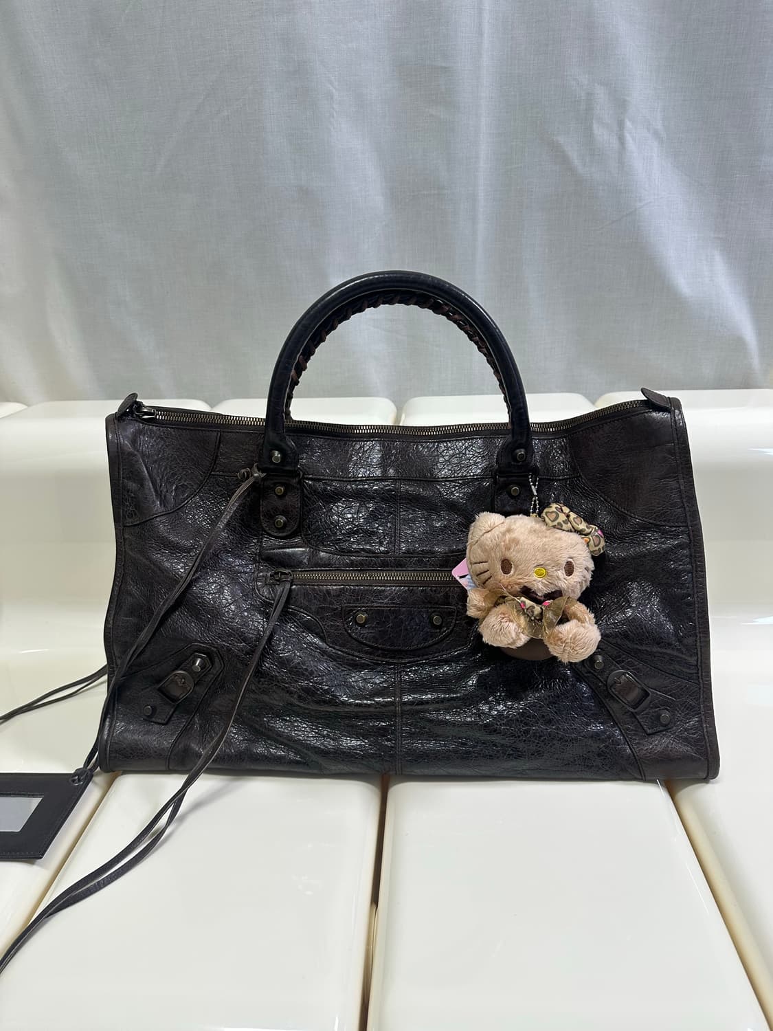 ❌거래중 [A 정품] 발렌시아가 시티 모터백 라지 브라운 상품이미지7