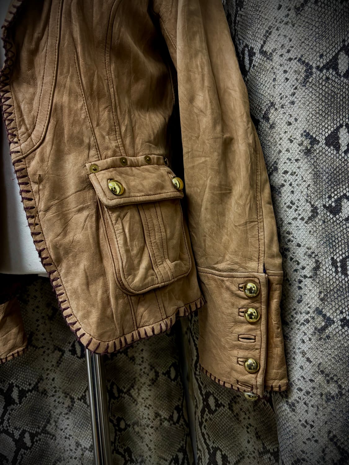 00’s Pinterest Western Cow Leather Gold  상품이미지3