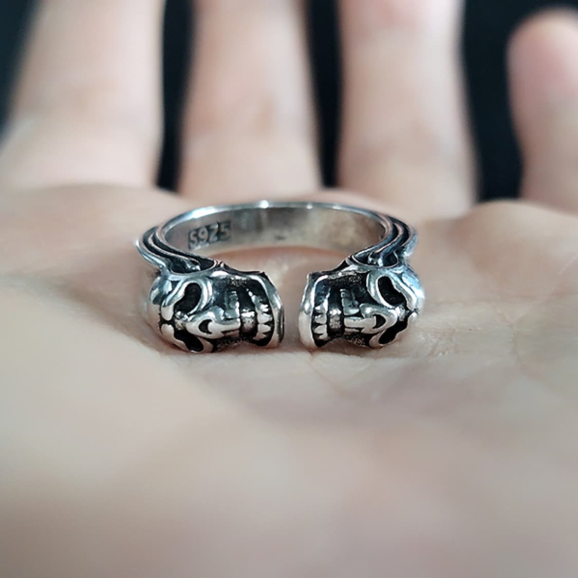 Mortalfold 실버 남자 엔틱 빈티지 명품 해골 반지 상품이미지5