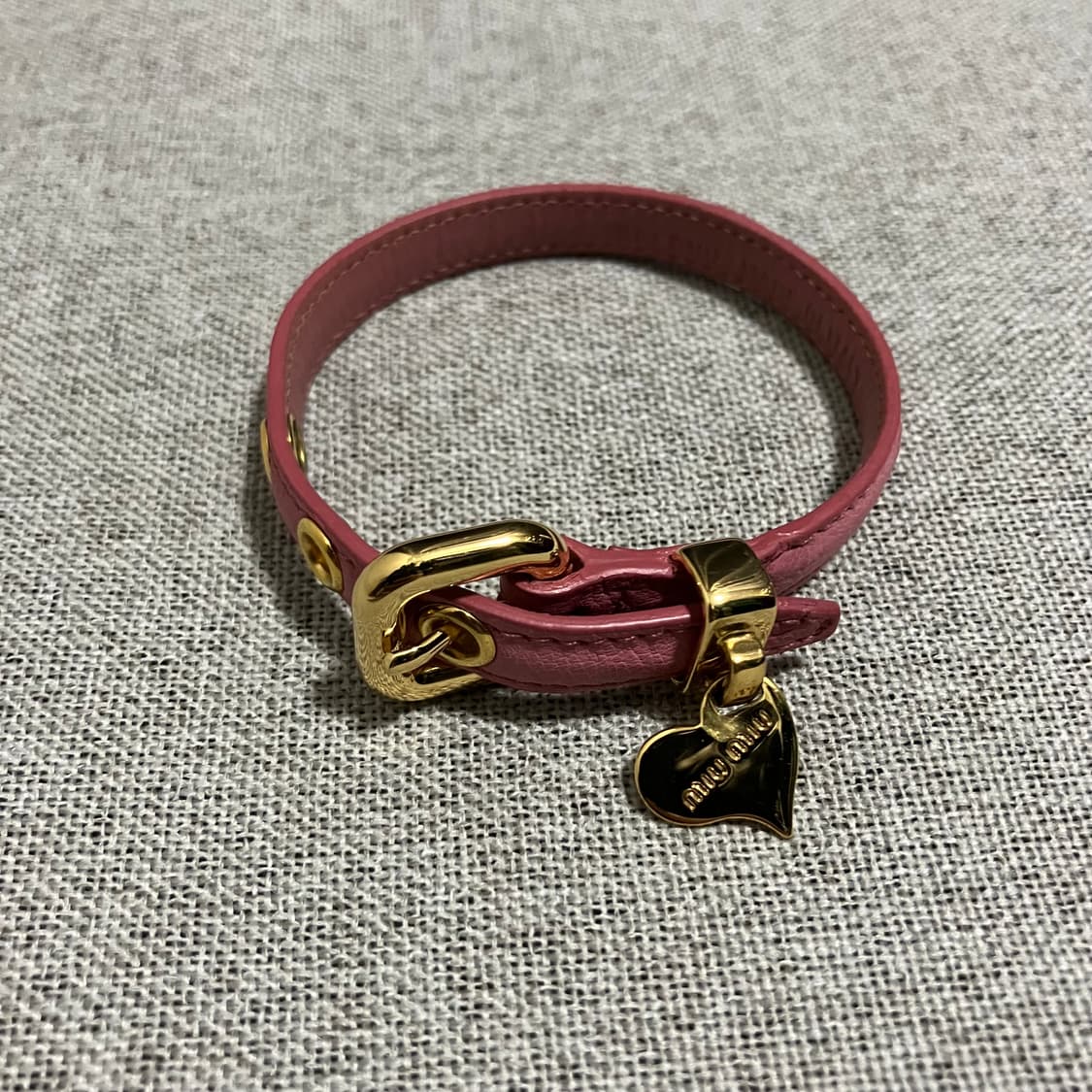 [OS] 미우미우 핑크 하트 레더 팔찌 상품이미지1
