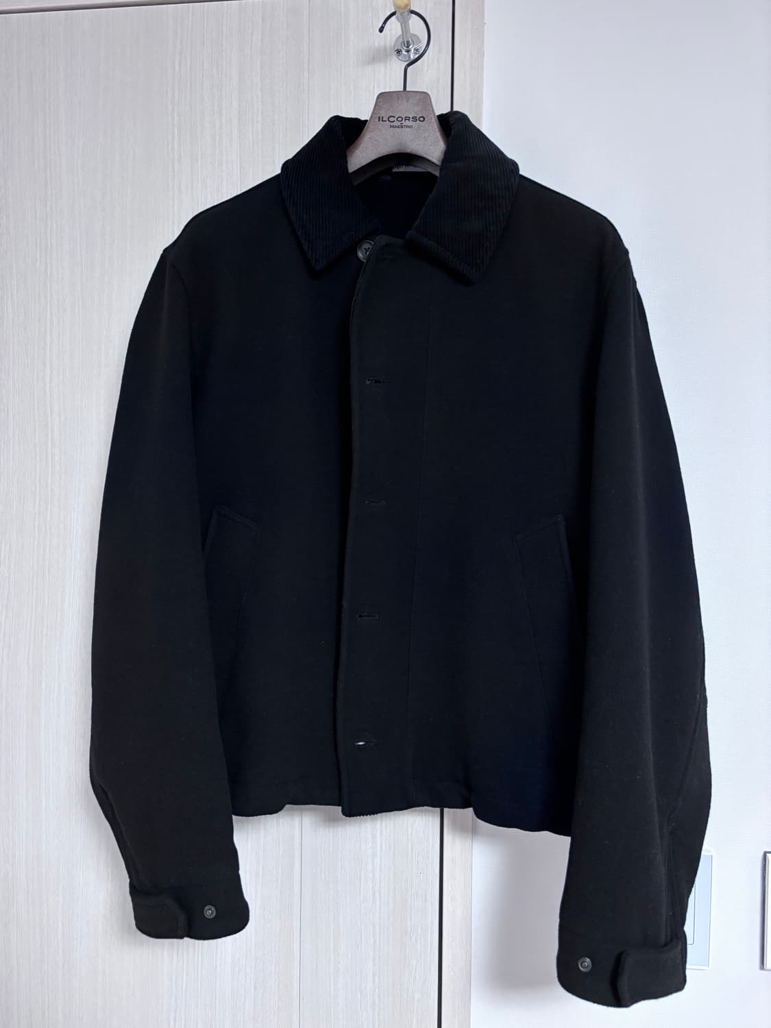 L 자라 블랙 코듀로이 칼라 울 자켓 상품이미지1