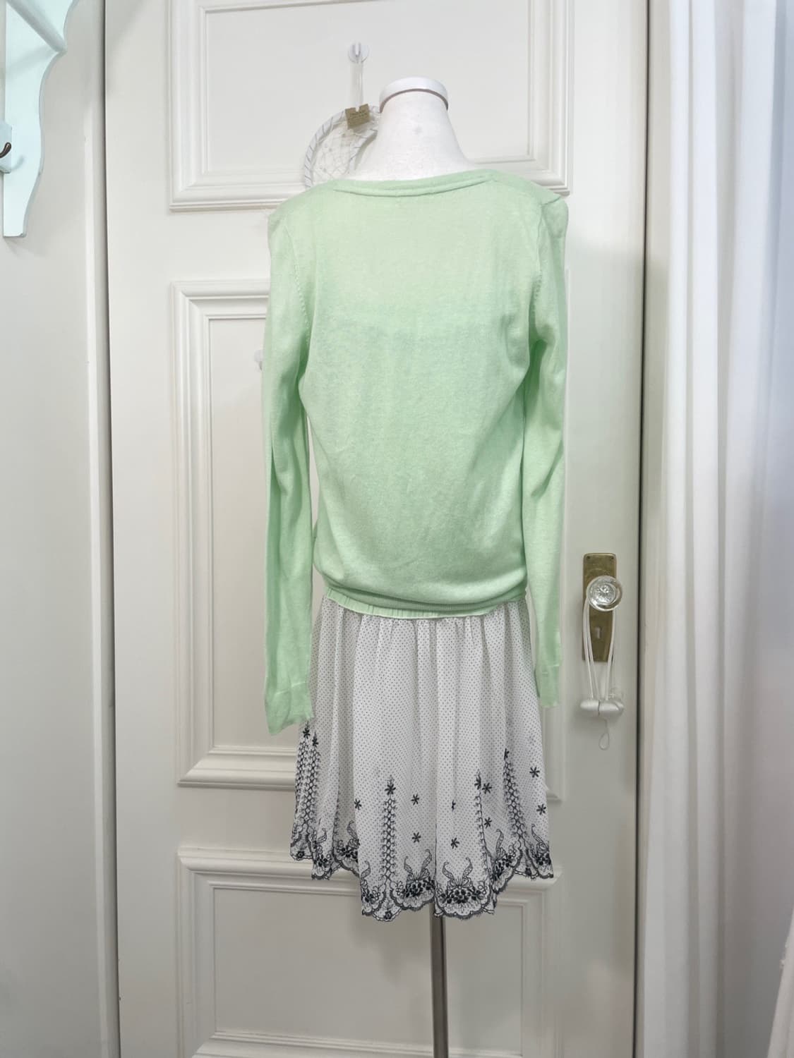 light green basic cardigan&lace bow poin 상품이미지4