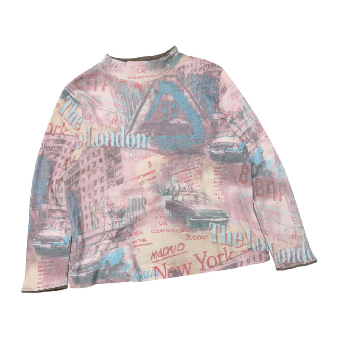 Ammlette 암렛 빈티지 시티 그래픽 하이넥 롱슬리브 티셔츠 상품이미지1