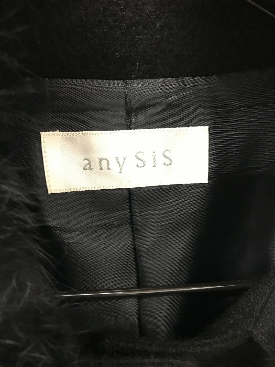 any SiS Black Wool Fur Collar Coat 상품이미지6