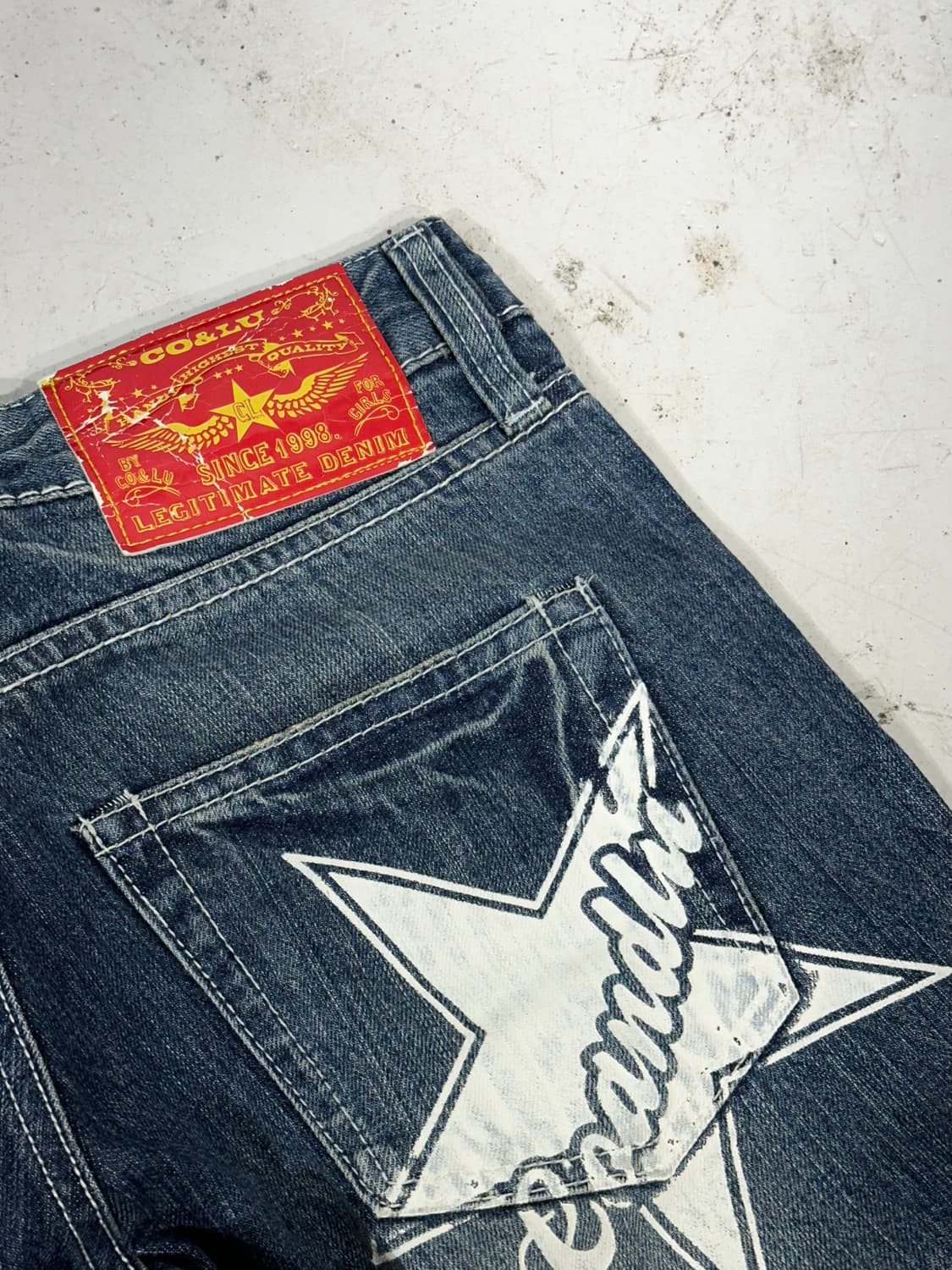 일본 빈티지 진청 Col-56 와이드 프린팅 힙합 데님 팬츠 청바지  상품이미지6