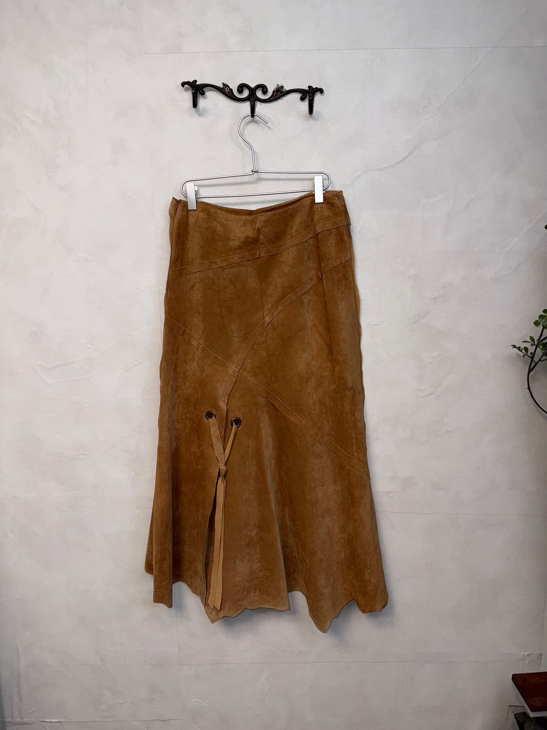 Camel brown western real suede skirt 상품이미지3