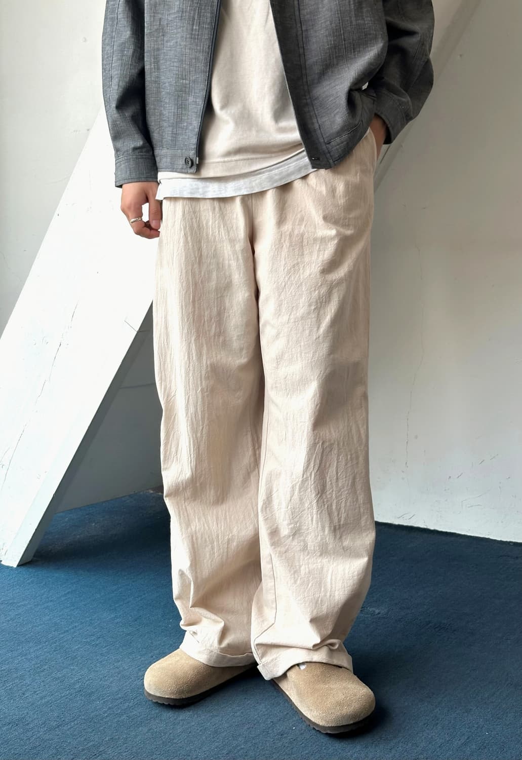 Light crinkle cotton turn up easy pants 상품이미지7