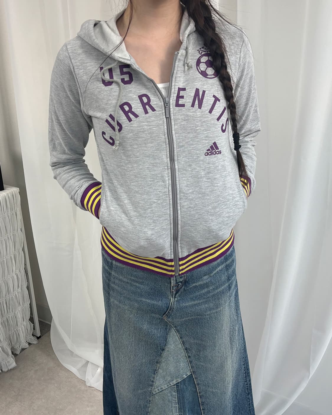 Adidas sporty grey hoodie zip-up 상품이미지1