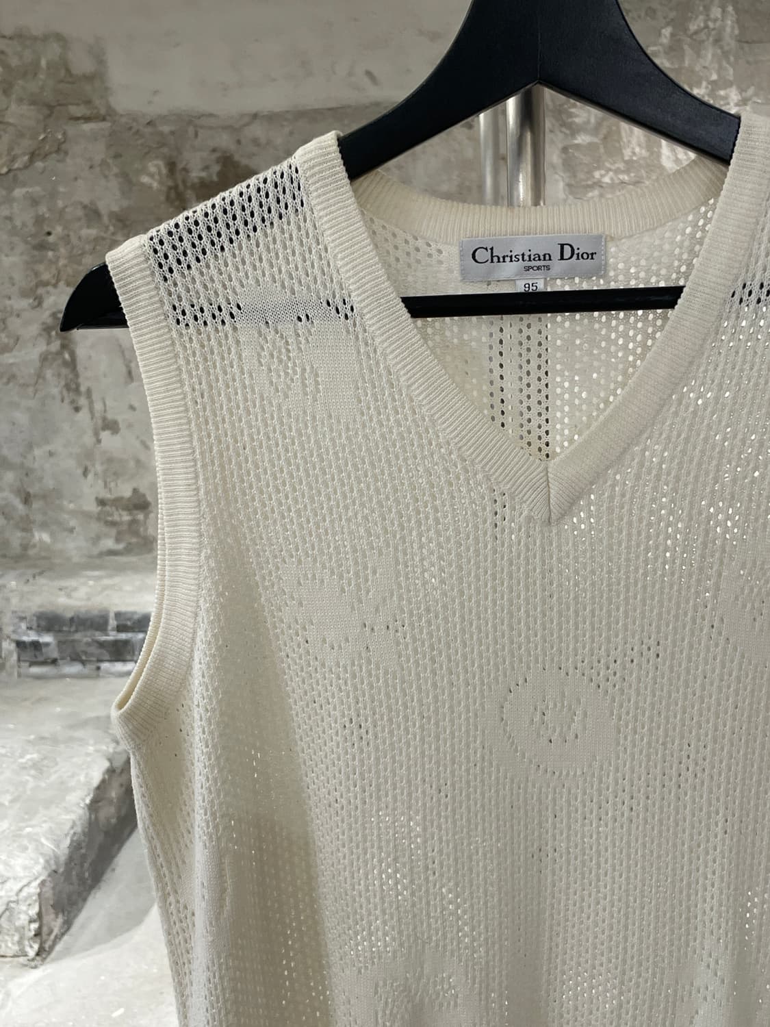 크리스찬 디올 스포츠 크림 V넥 메쉬 아크릴 베스트 상품이미지2
