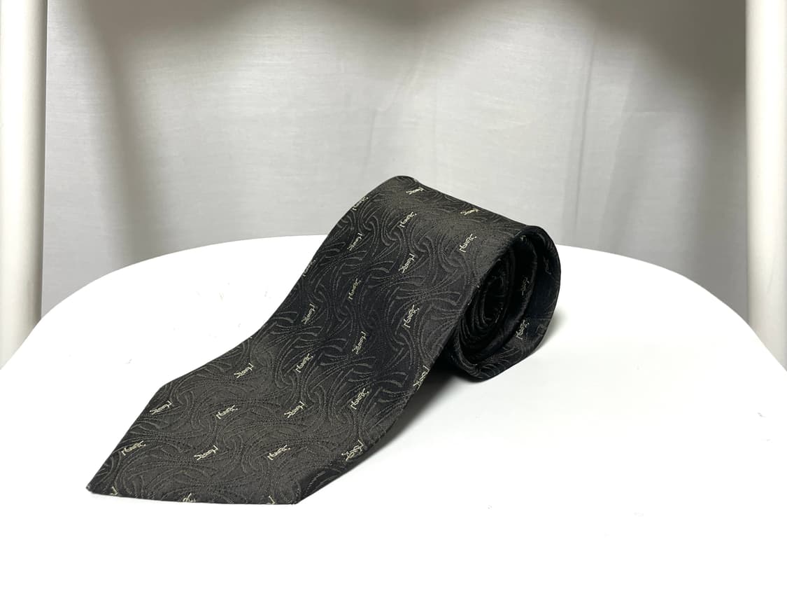 YSL 입생로랑 정품 명품 시그니처 모노그램 실크 넥타이 _ 딥브라운 상품이미지1