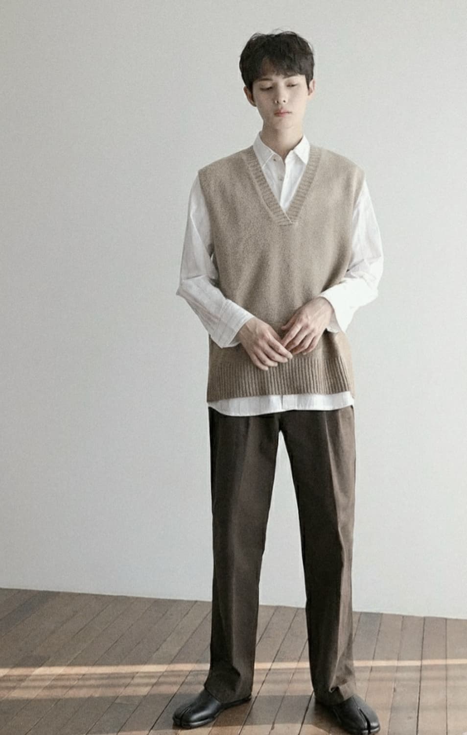 울 니트 베스트 오트밀 os 상품이미지8