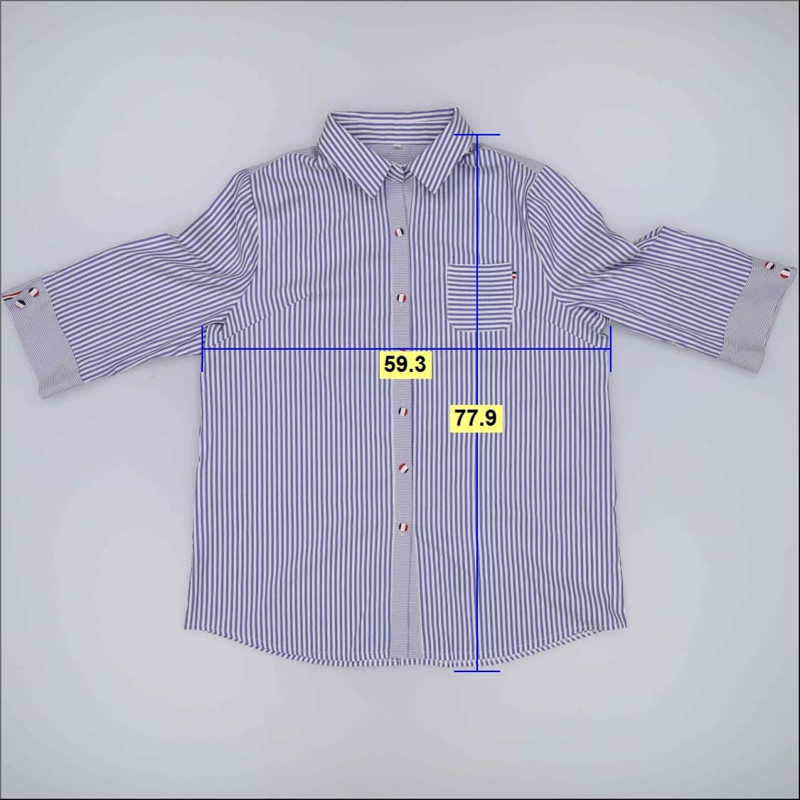 XXL 빈티지 여성 스트라이프 7부셔츠 0420H1 상품이미지5