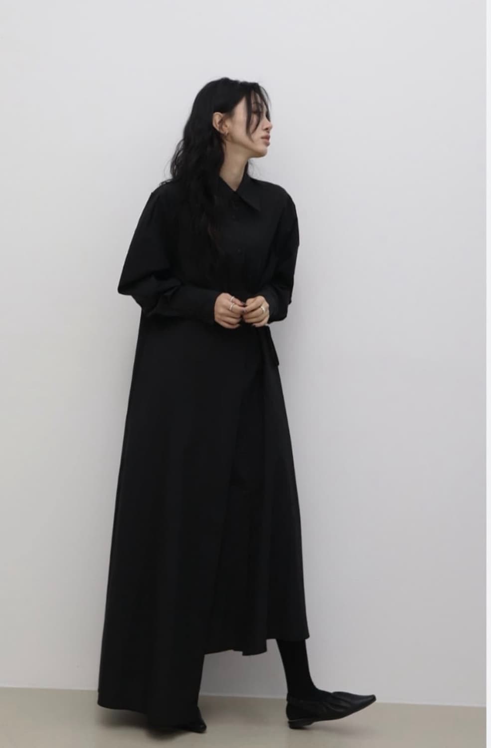 트리밍버드 Wrap Shirt One-piece [ Black ] 상품이미지2