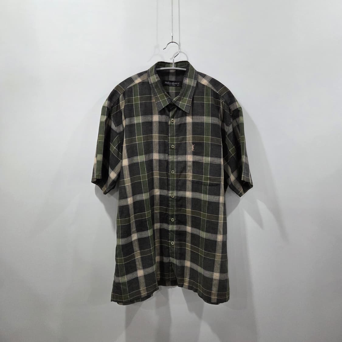 입생로랑 린넨 반팔 체크셔츠 105 상품이미지1