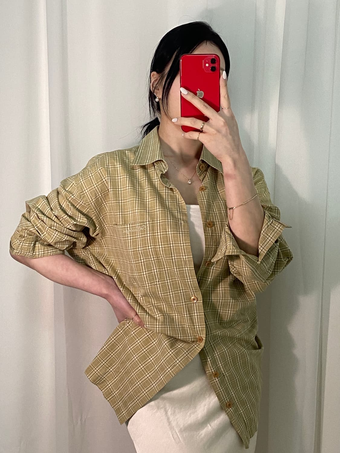 발렌시아가 로고플레이 체크 셔츠 상품이미지1