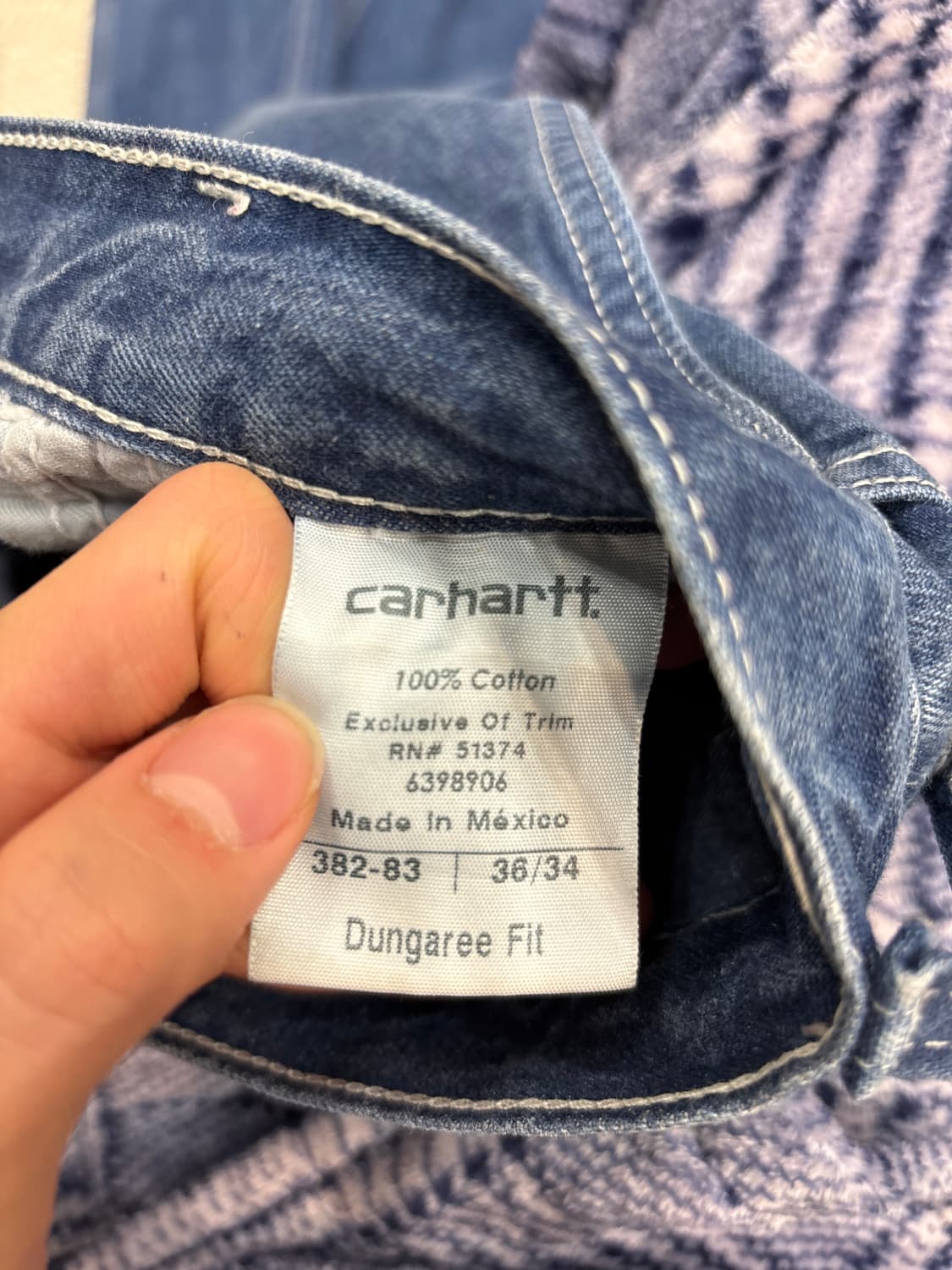 칼하트 싱글니 가죽탭 덩거리핏 데님 상품이미지4