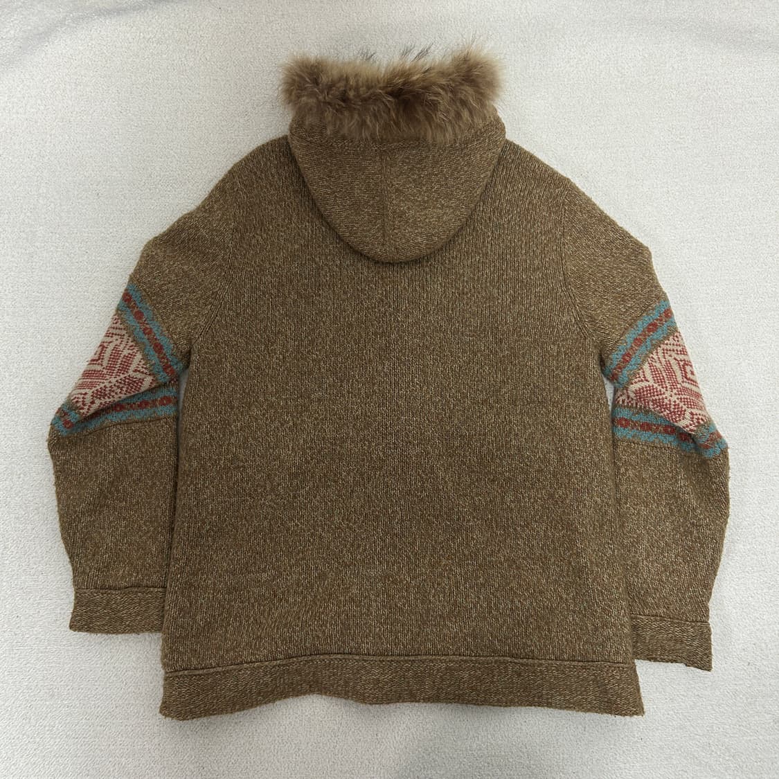  빈폴 자수로고 후드 퍼 베이지 더플 니트 자켓 상품이미지4