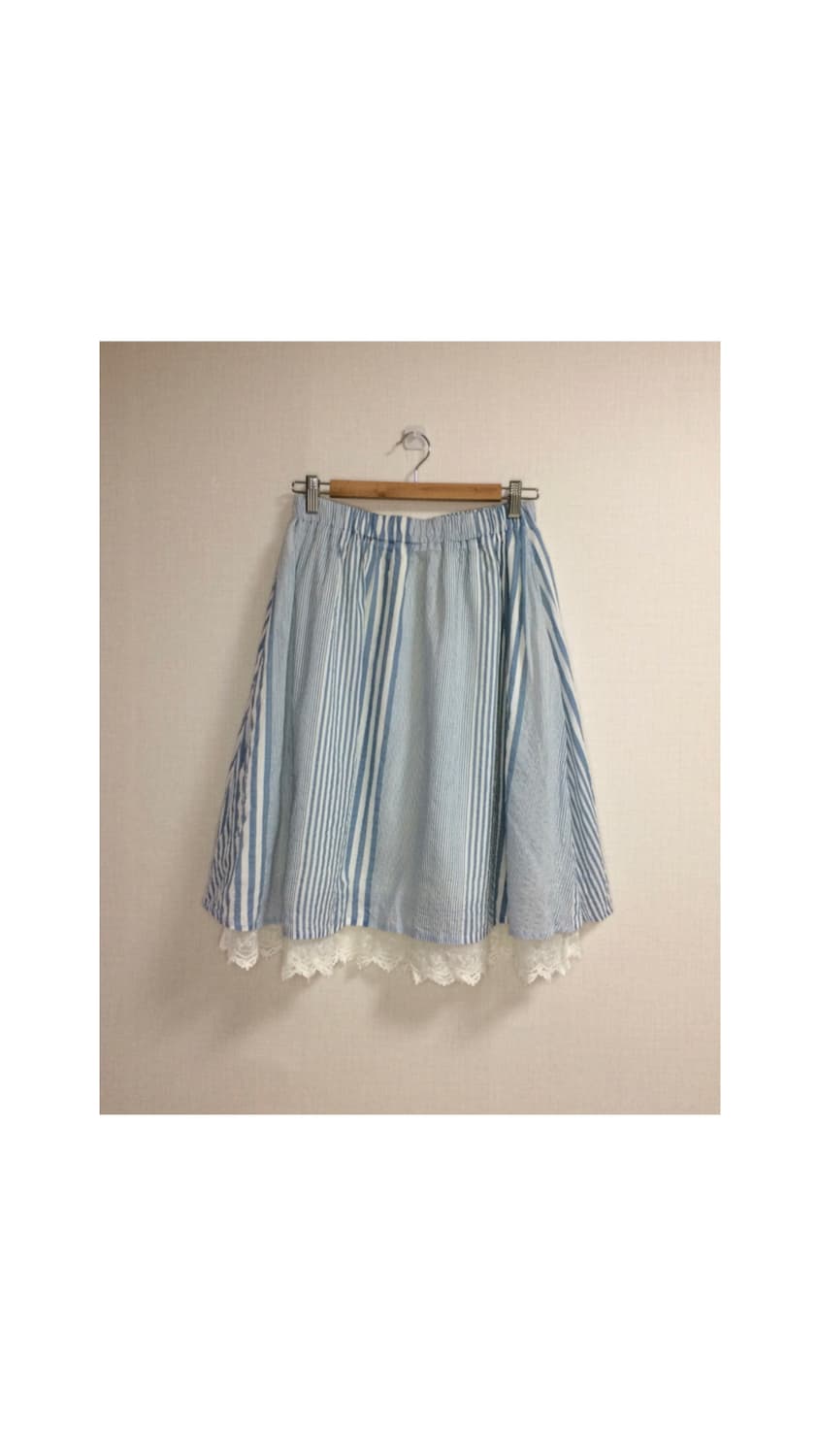 빈티지 블루 레이스 레이어드 미디 스커트 상품이미지1