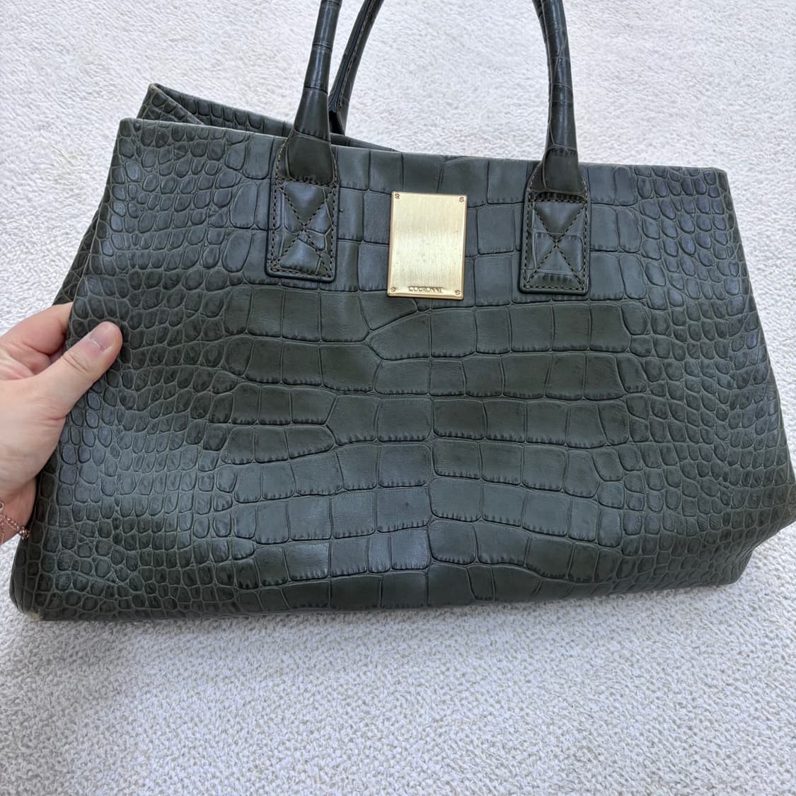 F 쿠론 크로커 엠보가죽 토트백 0415E 상품이미지2