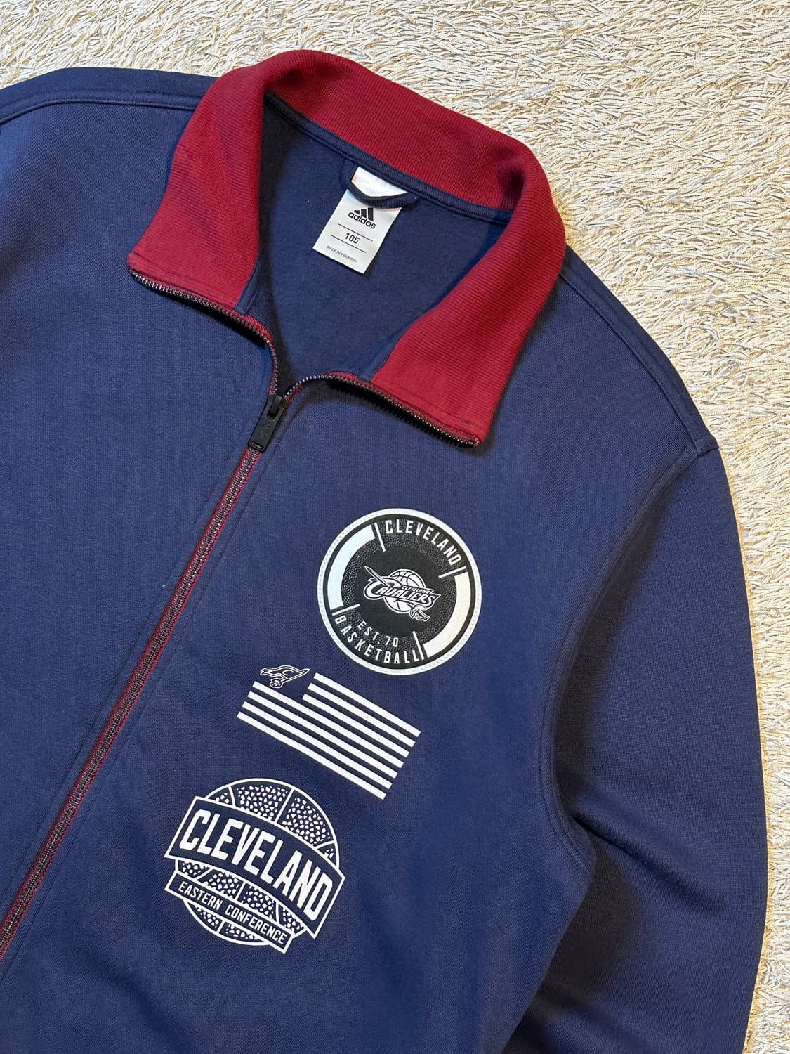 희귀) 아디다스 NBA 클리브랜드 코튼 트랙탑 져지 네이비 버건디 상품이미지2