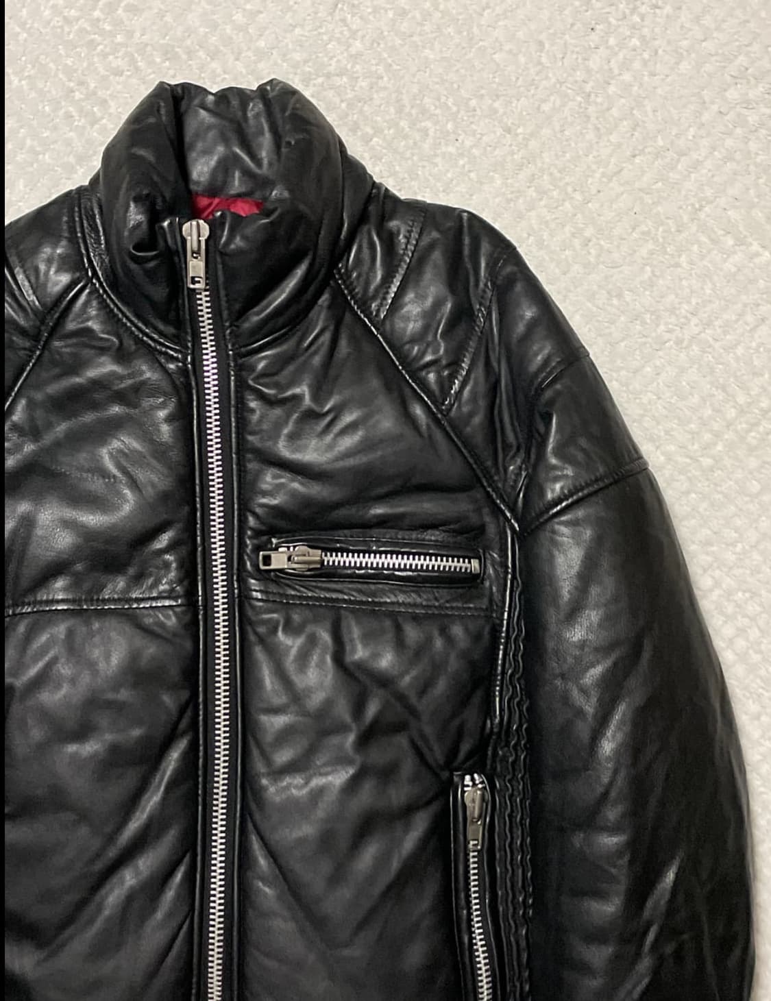 [52] NUDE 누드 웨스턴 무드 램스킨 양가죽 바이커 패딩 자켓 상품이미지3