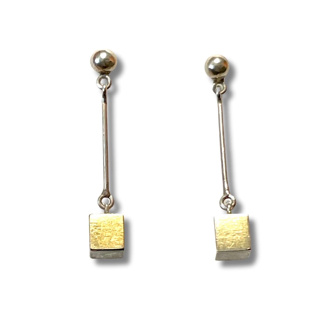 CUBE Drop Earrings 925 Silver & Gold 상품이미지1