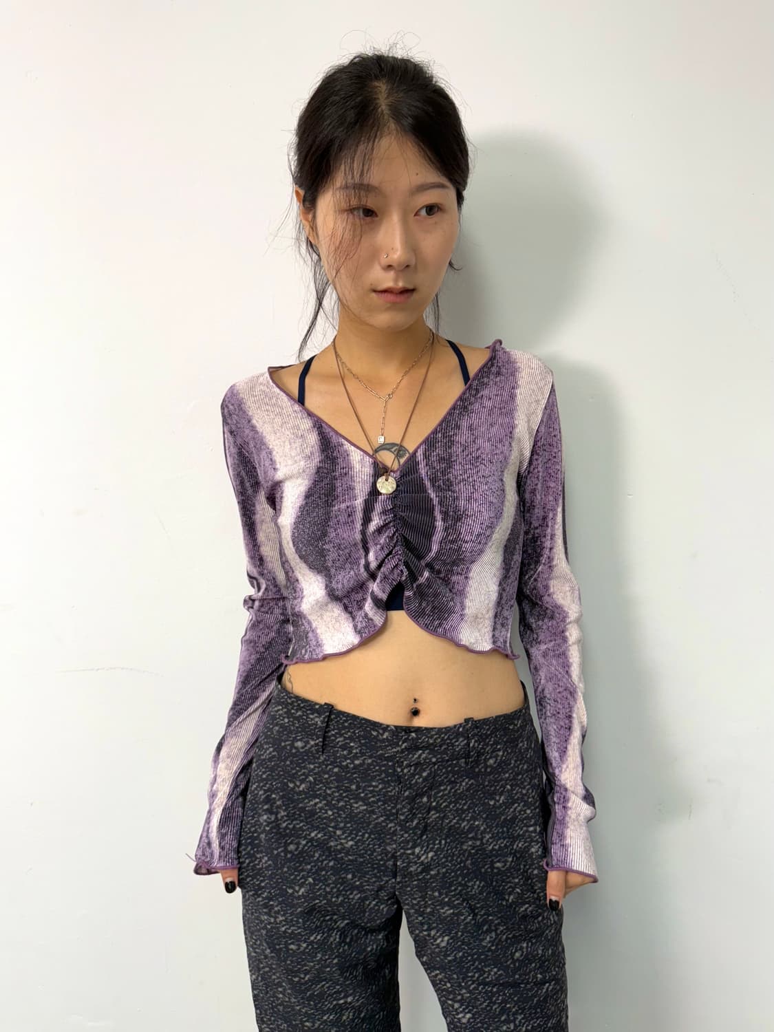 vintage purple ruched top 상품이미지1