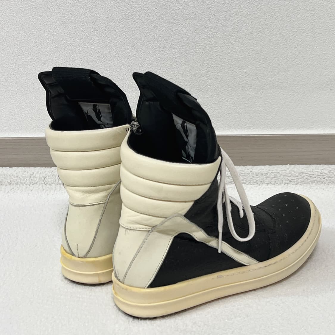 릭오웬스 16SS 지오바스켓 모노크롬 크랙 레더 메탈릭 상품이미지4