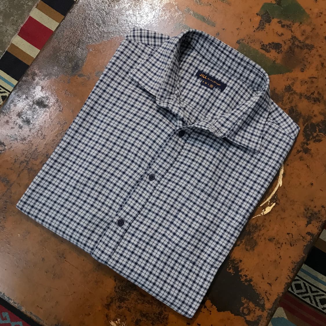 질 스튜어트 그레이 블루 도톰한 코튼 셔츠 남성 105 110  상품이미지1