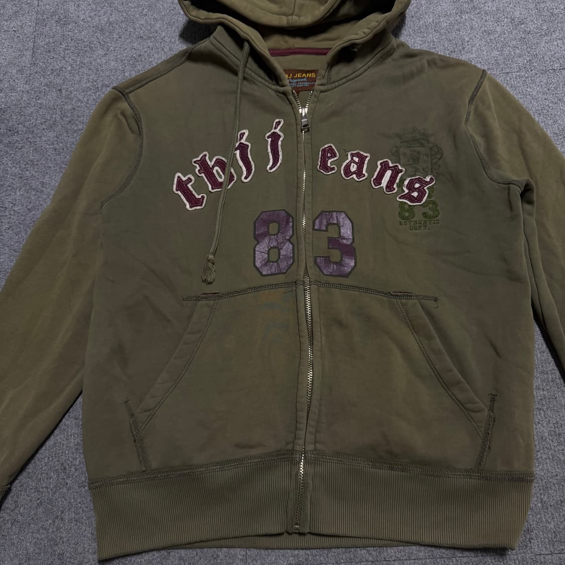TBJ JEANS 카키색 후드집업 100 상품이미지2