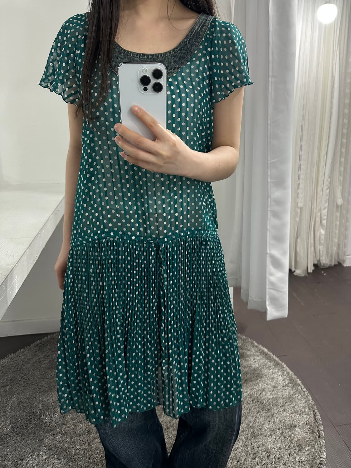 design seethrough dot dress 상품이미지2